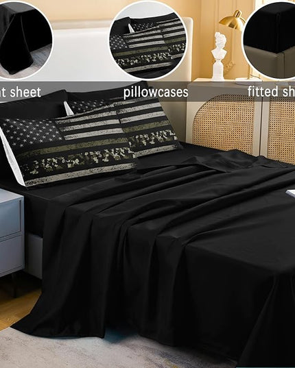 American Flag Comforter Set Camo Comforter Twin Bed Set Black Grey Army Green Camouflage American Flag Bedding Set 6 Pieces Twin Bed in a Bag Teen Boys Kids Bedding Set Twin Size