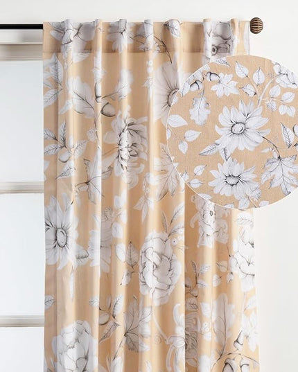 Maison d' Hermine Curtains for Living Room 100% Cotton 84 inch Length One Panel Light Filtering Curtains for Bedroom Windows with Rod and Loop Pockets Drapes (Pretty Autumn, 50" W x 84" L)