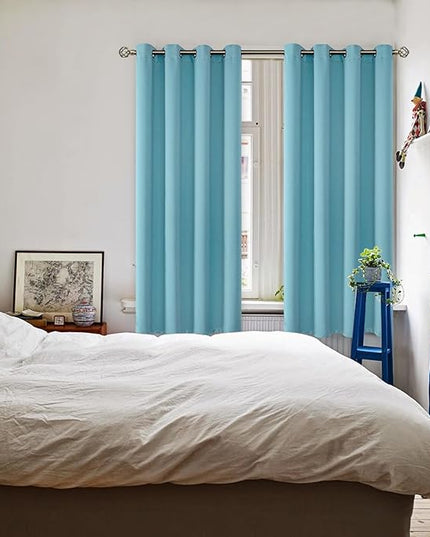 BGment Blackout Curtains - Grommet Thermal Insulated Room Darkening Bedroom and Living Room Curtains, Set of 2 Panels (52 x 63 Inch, Aqua)