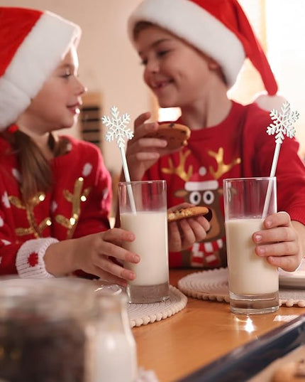 30 Pcs Christmas Drink Stirrers Xmas Stir Stick Holiday Coffee Swizzle Stick Reusable Plastic Hot Cocoa Bar Chocolate Decoration Cocktail Mixer(Snowflake,White)