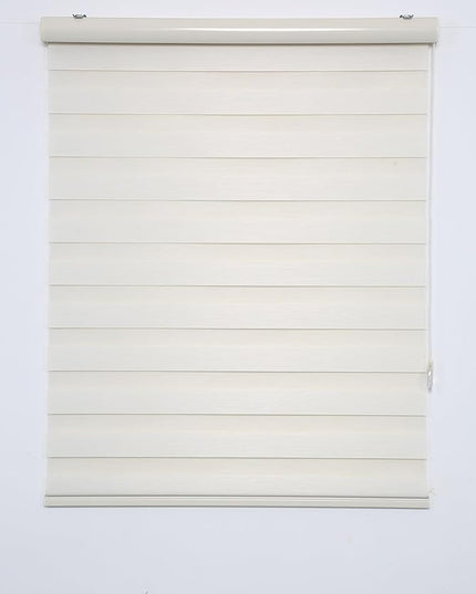 Shadesu Custom Size Zebra Blinds for Windows, 35" W x 72 H, Cream, Dual Layer Free-Stop Zebra Shades, Light Control for Day and Night, Sheer Blinds for Indoor Windows, Bedroom, Kitchen