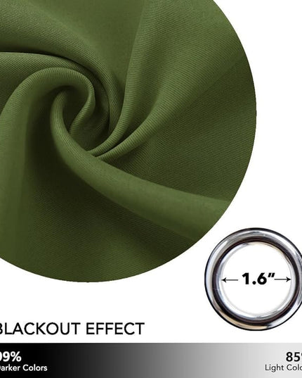 NICETOWN Patio Glass Door Panels - (52 inches Wide x 120 inches Long, Olive Green, 1 Pair) Blackout Curtains for Window Decoration, Privacy Panel Drapes for Dining Room and Guest Room