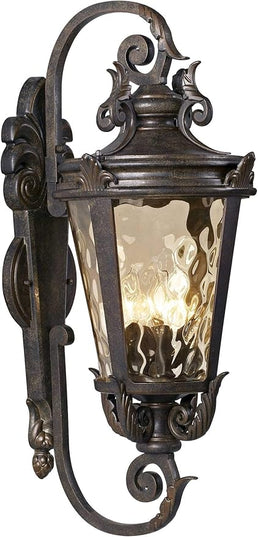 John Timberland Casa Marseille Rustic Industrial Outdoor Wall Light Fixture Warm Bronze Scroll 27 1/2" Hammered Glass for Exterior House Porch Patio Outside Deck Garage Yard Front Door Garden Home