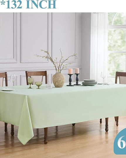 VidaFete Tablecloth 6 Pack 90 * 132inch Rectangle Table Cloth Polyester,Stain Wrinkle Resistant Polyester Dining Table Cover for Kitchen Dinning Party Wedding Rectangular Buffet Decoration(Sagegreen)