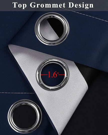 Estelar Textiler Black and Navy Blue Ombre Blackout Curtains 96 Inch Long, Room Darkening Thermal Insulated Drapes for Living Room, Energy Saving Grommet Window Drapes for Bedroom, 52Wx96L, 2 Panels