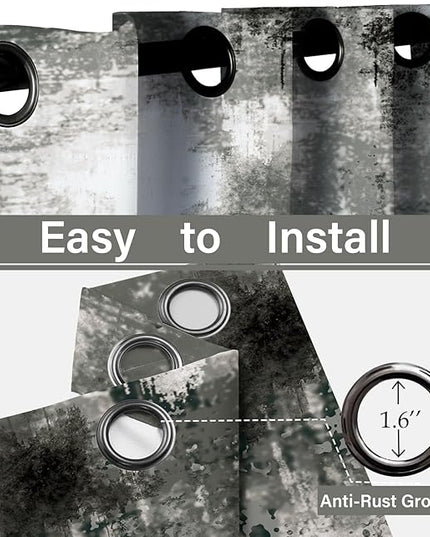 Asuexpect Black Grey Abstract Curtains 2 Panels Abstract Rust Curtain Room Darkening Grommet Window Drapes Modern Decorative Window Treatments for Bedroom Living Room, 42x63 Inches, Black Grey
