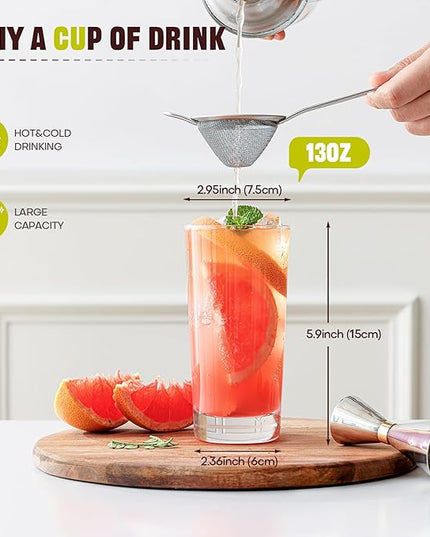 Highball Glasses Set of 12, 13oz Tall Drinking Glasses, Water Glass for Kitchen, Tom Collins Glasses, Mojito Glass Cups, Cocktail Glasses for Bar Glassware