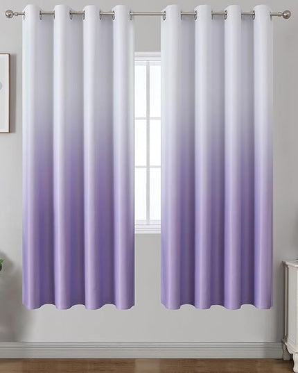 Estelar Textiler Lilac and Greyish White Ombre Blackout Curtains 72 Inch Length 2 Panels Set for Living Room, Room Darkening Thermal Insulated Gradient Drapes for Bedroom, 52x72 Inches
