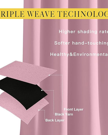 NICETOWN Rouge Pink Blackout Curtains 84 inch Length, Grommet Top Room Darkening Drapes for Bedroom Living Room, Light Blocking Window Covering for Privacy (W66 x L84 Inch, 1 Panel)