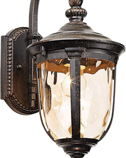 John Timberland Bellagio European Outdoor Carriage Light Fixture Bronze Metal 16 1/2" Hammered Glass Wall Sconce for Exterior House Porch Patio Outside Deck Garage Yard Front Door Garden Home