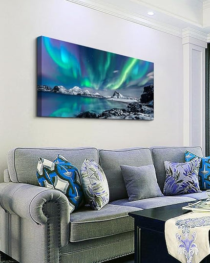 Lapremoly Canvas Wall Art For Living Room farmhouse Wall Decor For Bedroom Office Decor Blue Aurora Pictures Landscape Wall Paintings Prints posters Artwork Framed Wall Mural Room Home Decoration