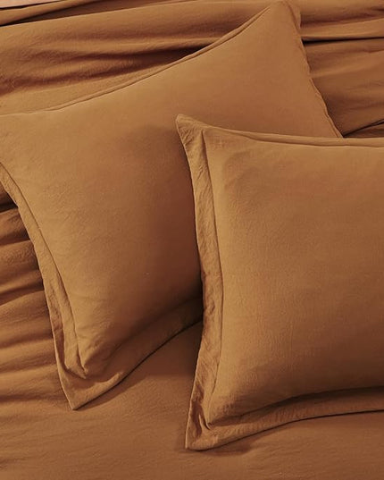 WRENSONGE Terracotta King Comforter Set, 7 Pieces Soft Microfiber King Size Comforter with Fitted Sheet, Flat Sheet 2 Pillow Shams, and 2 Pillowcases- Warm King Bedding Set for All Season
