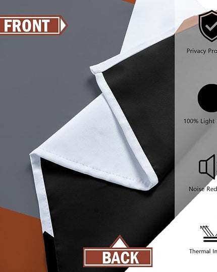 Burnt Orange 100% Blackout Curtains for Bedroom 45 inch Length 2 Panels Set White Grey Modern Abstract Geometric Fall Black Out Curtains Insulated Room Darkening Small Window Curtains, 42Wx45L