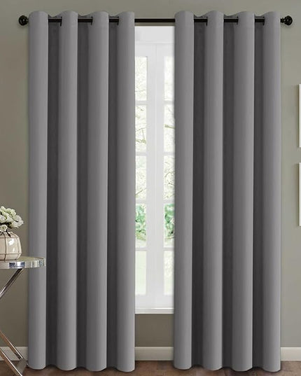 H.VERSAILTEX Blackout Curtains for Bedroom Curtains Thermal Insulated Room Darkening Window Treatment Extra Long Curtains/Drapes, Grommet Panels (Set of 2, 52 by 108 - Inch, Grey)