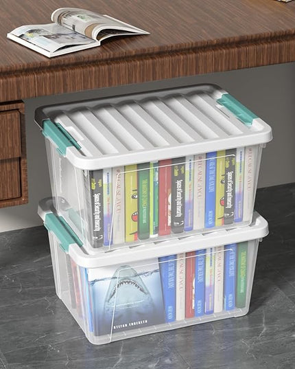 35 Quart Latch Storage Box, 6-Pack Clear Plastic Storage Bins with Latching Lids