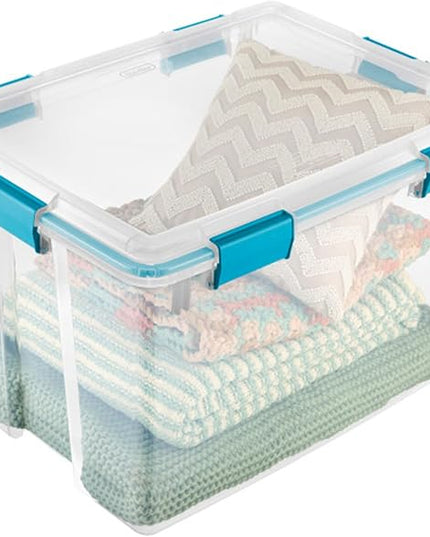 Sterilite 16-Pack Gasket Box, Weather-Resistant Storage Bins with Latching Lids, 80 Quart - Heavy-Duty Organizing Containers for Closet, Bathroom, and Office