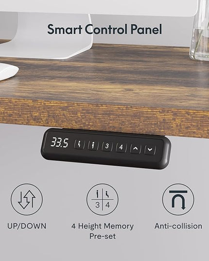FLEXISPOT 71'' L Shaped Standing Desk Electric Corner Table with Shelf, 4 Storage Drawers, Adjustable Computer Workstation for Home, Office, Game, Studio, Rustic Brown Top + Black Frame
