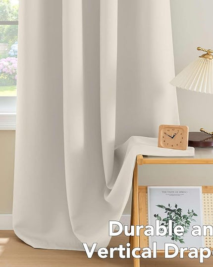 H.VERSAILTEX Room Darkening Curtains for Living Room Light Reducing Thermal Insulated Window Treatment Panels/Drapes Grommet Top 2 Panels (Ivory - 42 x 63 Inches)