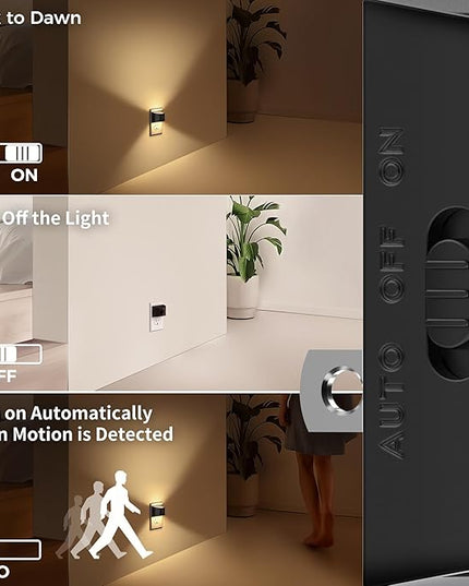 DORESshop LED Night Light[2 Pack], Night Lights Plug into Wall, 3 Mode Plug in Night Light with Motion Sensor, Dusk to Dawn Sensor, Nightlights for Adults, Bedroom, Bathroom, Hallway