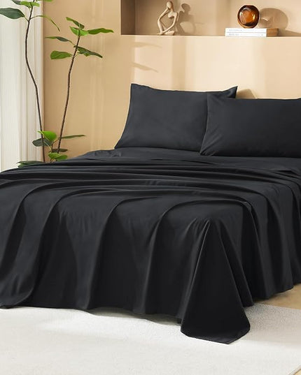 Litanika Black King Size Comforter Set with Sheets - 7 Pieces Bed in a Bag King Tufted Complete Bedding Sets with Comforter, Sheets, Pillowcases & Shams
