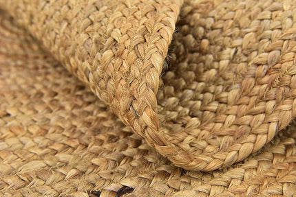 FRELISH DECOR Handwoven Jute Area Rug - 4 feet Round - Natural Yarn - Rustic Vintage Beige Braided Reversible Rug - Eco Friendly Rugs for Bedroom - Kitchen - Living Room - Farmhouse (4' Round)