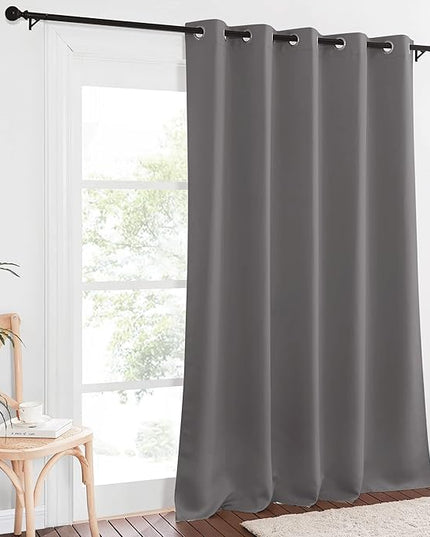 NICETOWN Blackout 118 inch Long Curtain for Living Room, Grommet Room Divider Sound Reducing Window Treatment for Sliding Glass Door/Bedroom, Gray, W66 x L118, 1 Panel