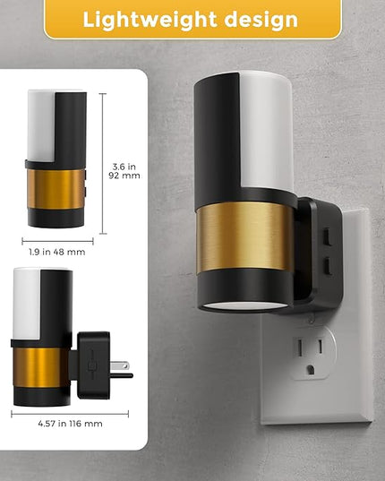 L LOHAS LED Night Lights Plug into Wall, 2 Pack, Plug in Night Light, Soft White/Cool White/Amber, Dimmable Backlit Nightlight with Light Sensor, 180° Rotatable Nightlights Plug in Wall for Hallway