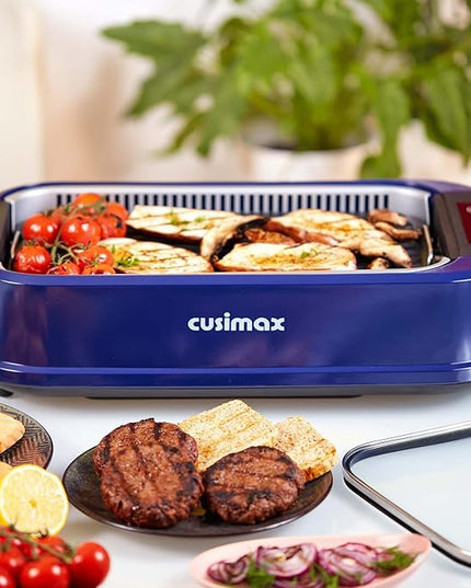 Smokeless Grill, CUSIMAX 1500W Indoor Grill, Electric Grill Griddle with LED Smart Display & Tempered Glass Lid, Portable Korean BBQ Grill, Non-stick Removable Grill & Griddle Plate
