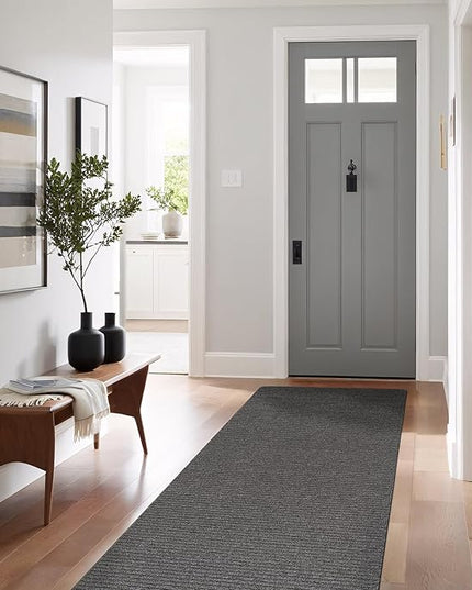 Beverly Rug Non-Slip Modern Runner Rug 2x10 Solid Traditional Rubber Backing Machine Washable Soft Thin Indoor Area Rugs for Living Room Stain Resistant Non Shedding Casual Carpet (2 x 10 Gray)