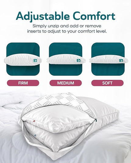Sleepgram Cooling Bed Pillow & Removable Cover for Sleeping Sets, King Size