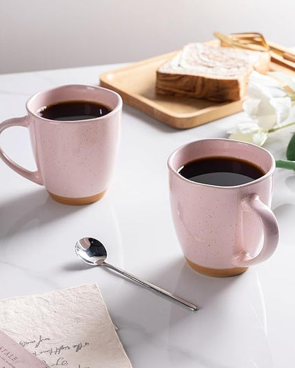 AmorArc 12oz Ceramic Coffee Mugs set of 6, Stylish Coffee Mugs with Rustic Terracotta Underside for Latte/Cappuccino/Milk/Cocoa, Dishwasher&Microwave Safe,
