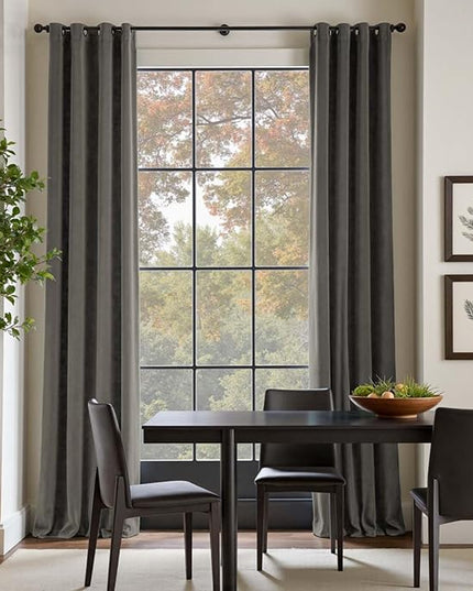 Lazzzy Grey Velvet Curtains Thermal Insulated Curtains 96 Inch Lenth Room Darkening Window Drapes for Bedroom Living Room Super Soft Luxury Window Treatment 2 Panels Grommet