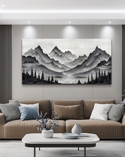 ZUITINGHUA Canvas Wall Art For Living Room Large Wall Decor For Office Bedroom Decorations Black Mountains Landscape Pictures Farmhouse Painting Artwork Room Wall Mural Aesthetic Home Decor 30x60 In