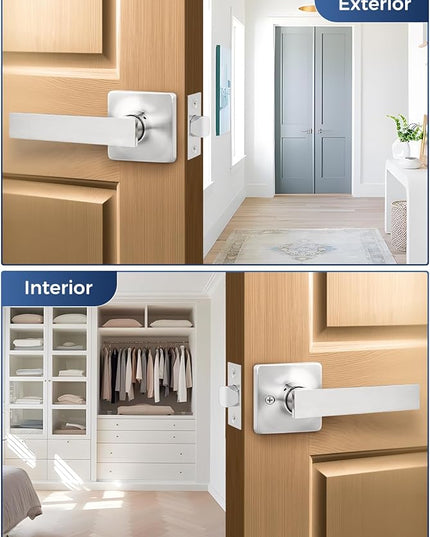 Mengico 3 Pack Door Handle Lock,Nickel Door Lever,Door Lever Interior Passage Lock(for Hallway&Close)