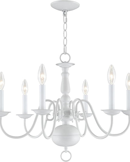 Livex Lighting 5006-03 Williamsburgh 6-Light Chandelier, White