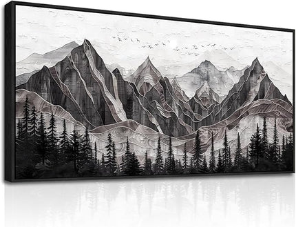 XIGUANGART Large Abstract Mountain Wall Art Farmhouse Canvas Art Print Painting Forest Nature Wall Decor Watercolour Modern Landscape Picture for Living Room Bedroom Office Decorations Framed Artwork