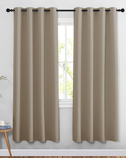 NICETOWN Doorway Curtains for Living Room 78 inches Long, Grommet Privacy Light & Sound Reducing Room Darkening Window Treatments for Living Room, 2 Panels, Taupe, W52 x L78