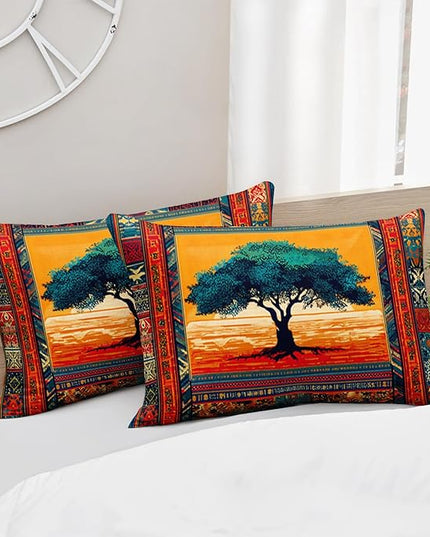 AILONEN Tree of Life Comforter Set Full Size,Bohemian Ethnic Tree Pattern Comforter with 2 Pillowcases,3-Piece Retro Duvet Set