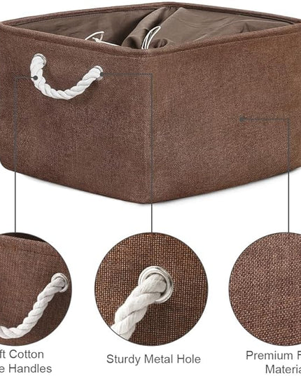 TheWarmHome Organization and Storage Basket for Organizing - 17x14x10 inch 3 Pack Fabric Storage Cubes, Collapsible Storage Bins for Shelves Closet Organizer Toy Gift Cloth (Brown)
