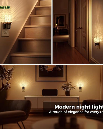 L LOHAS LED Night Light, 2 Pack Dimmable Night Lights Plug into Wall, Automatic Night Lights Plug in with Auto Light Sensor, 0-100LM Adjustable Brightness 3000K Night Light, for Bedroom Hallway Decor