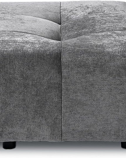 JACH Modern Ottoman Seat for Living Room, Linen Fabric Ottomans, Minimalist Foot Stool, Comfy Breathable Footstool for Living Room Apartment (Grey)