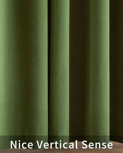 Joydeco Green Velvet Curtains 120 inch 2 Panel, Room Darkening Super Soft Velvet Drapes for Bedroom Living Room Thermal Insulated Window Drapes, Luxury Blackout Rod Pocket Curtains,W52 x L120 inch