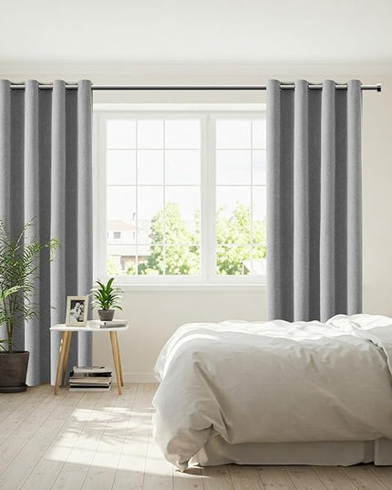 ChrisDowa 100% Blackout Grey Solid Curtains 120 Inches Long 2 Panels for Bedroom Living Room,Farmhouse Room Darkening Thermal Insulated Soundproof Grommet Top Window Treatment Drapes,52x120