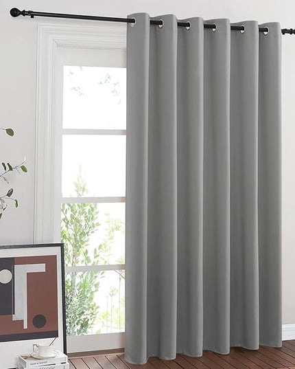 NICETOWN Extra Wide Sliding Door Curtains, Thermal Insulated Blackout Patio Curtain for Sliding Glass/French Door (Silver Grey, W80 x L84)