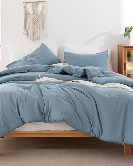 ROSGONIA California King Comforter Set Dusty Blue, 3pcs (1 Boho Cal King Comforter & 2 Pillowcases), All Season Bedding Bedspread Blanket Quilt