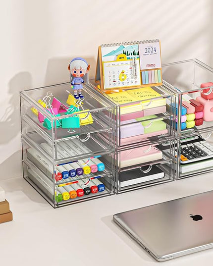 Versatile Acrylic Makeup Organizer, Drawer Organizer - Transparent Desktop Storage for Cosmetics, Office Supplies & More - Clear Organizer for Home & Office Use