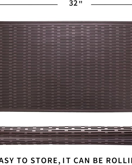 Silicone Dish Drying Mat for Multiple Usage,Easy clean,Eco-friendly,Heat-resistant Silicone Mat for Kitchen Counter or Sink,Refrigerator or Drawer Liner Coffee 4XL 32 inches x 18 inches