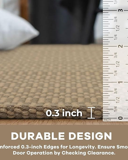 KOZYFLY Washable Area Rug 2x3 Ft Small Entryway Rug Indoor Door Mat Throw Rugs with Rubber Backing, Braided Cotton Floor Carpet for Front Entrance Bathroom Kitchen Foyer, Beige/Khaki