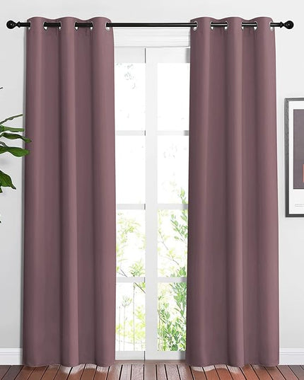 NICETOWN Room Darkening Curtains 84 inches Length for Living Room - Solid Thermal Insulated Grommet Light Blocking Vertical Drapes Window Treatments for Bedroom (Dry Rose, W37 x L84, 2 Panels)