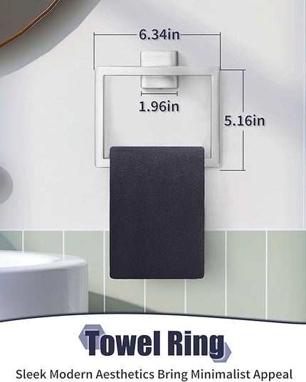 Bathroom Hardware Set Brushed Nickel 5-Pieces Bathroom Towel Rack SUS304 Stainless Steel Bath Towel Bar Set, Towel Racks Wall Mounted.